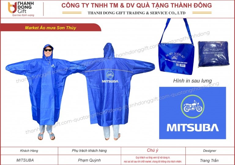 Áo mưa bít sườn hãng Sơn Thủy - Công ty MITSUBA