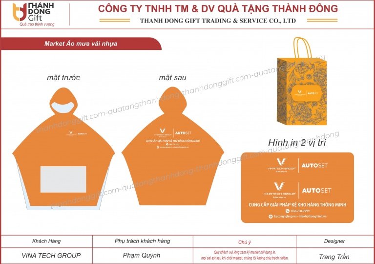 Áo mưa vải nhựa, dáng cánh dơi - VINA TECH