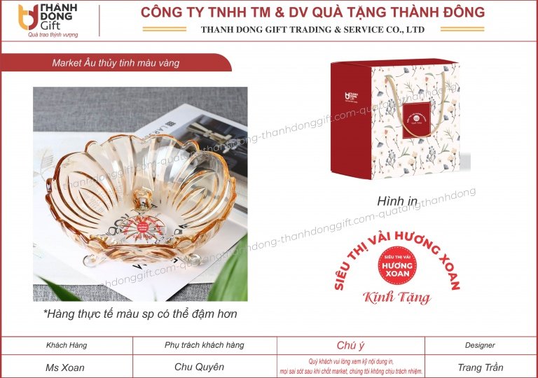 Âu thủy tinh đựng hoa quả màu vàng - Siêu thị vải Hương Xoan