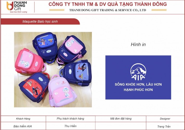 Balo trẻ em quà tặng 1/6 - AIA Sống khỏe