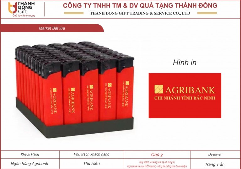 Bật lửa quà tặng - Agribank Bắc Ninh