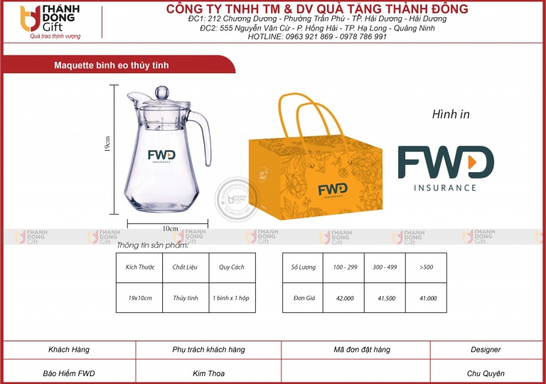 Bình eo thủy tinh - FWD INSURANCE