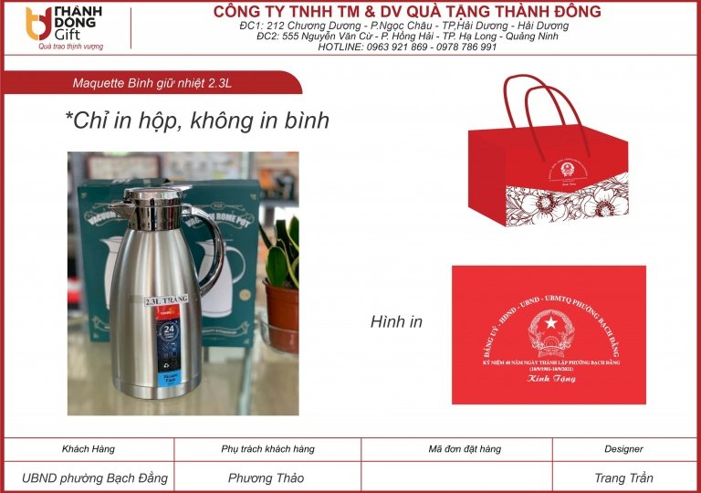 Bình giữ nhiệt 2.3 lít - UBND Phường Bạch Đằng