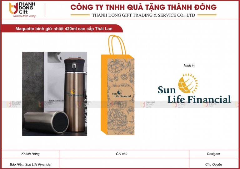 Bình Giữ Nhiệt 420ml Cao Cấp - Bảo Hiểm Sunlife Financial