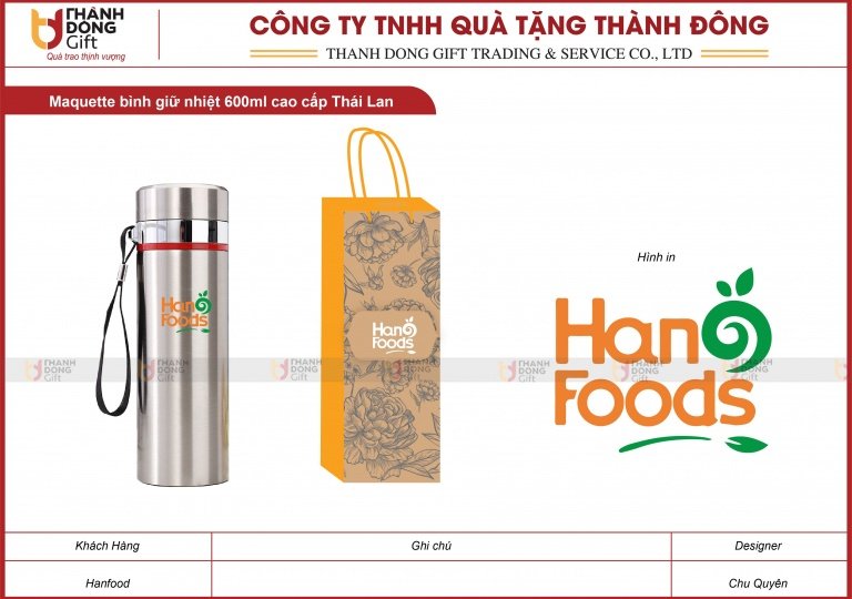 Bình Giữ Nhiệt 600ml Cao Cấp - Hanfood