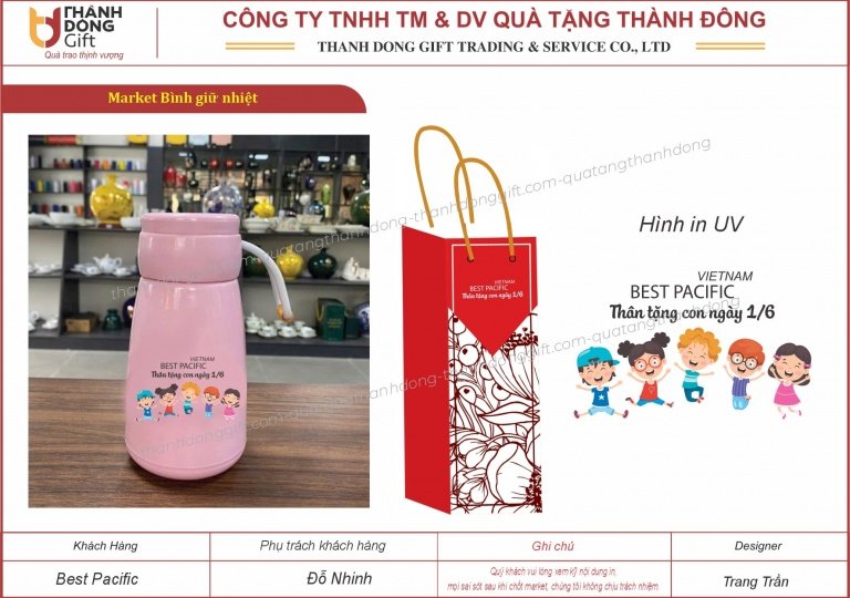 Bình giữ nhiệt quà tặng 1/6 - Best Pacific