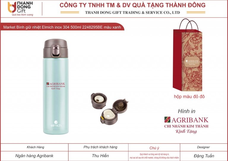 Bình giữ nhiệt Elmich - Agribank Kim Thành 