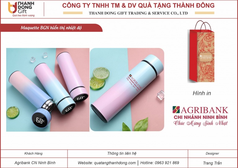 Bình Giữ Nhiệt Hiển Thị Nhiệt Độ - Agribank CN Ninh Bình