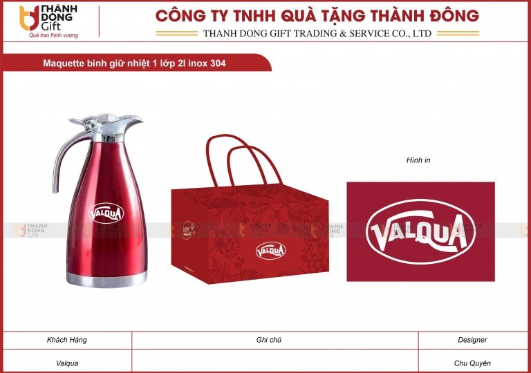 Bình Giữ Nhiệt Inox 2L -  Valqua