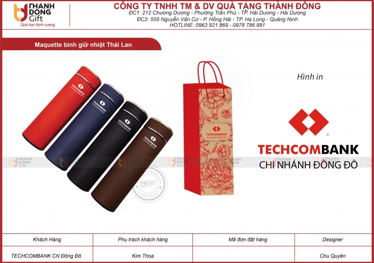 Bình giữ nhiệt Thái Lan – TECHCOMBANK chi nhánh ĐÔNG ĐÔ