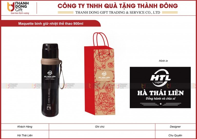 Bình Giữ Nhiệt Thể Thao 900ml - Hà Thái Liên