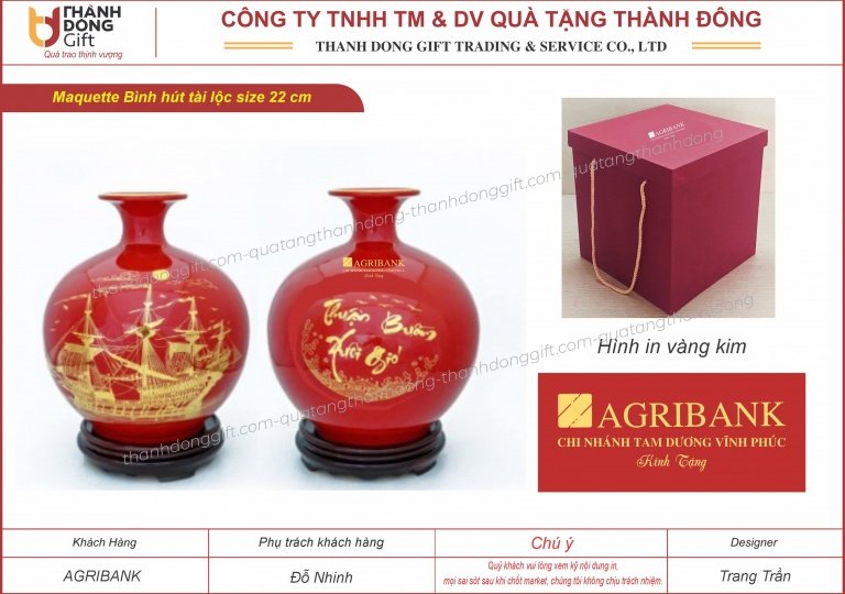 bình hút tài lộc gốm sứ bát tràng - agribank tam dương