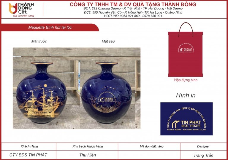bình hút tài lộc gốm sứ bát tràng - bất động sản tín phát