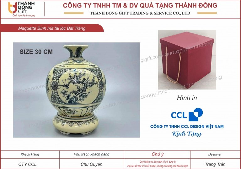 bình hút tài lộc gốm sứ chu đậu - công ty ccl