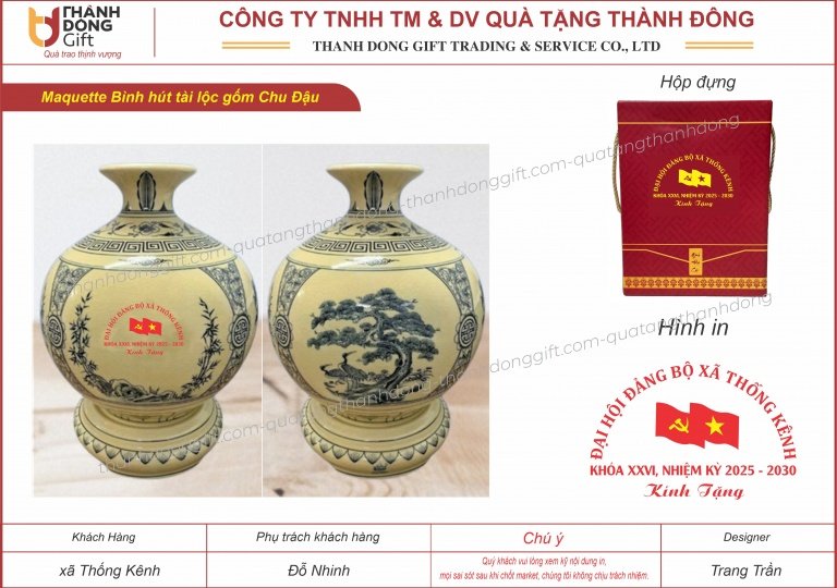 Bình hút tài lộc gốm sứ Chu Đậu nhiều mẫu mã, kích cỡ