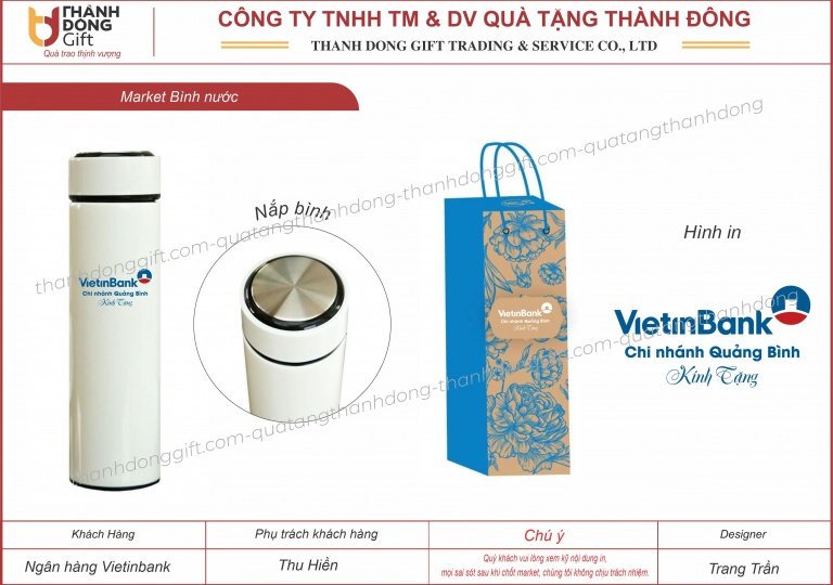Bình nước 500ml vỏ nhựa - Vietinbank Quảng Bình