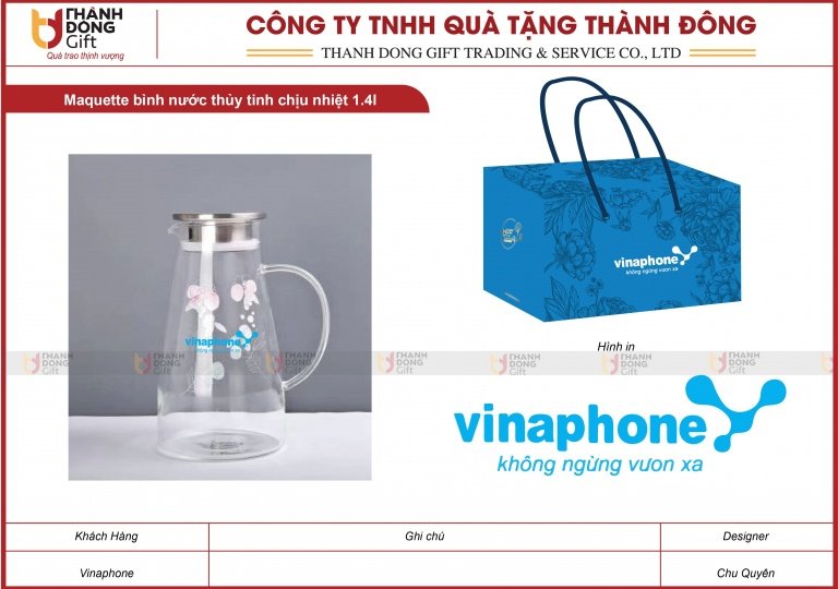 Bình Nước Thủy Tinh Chịu Nhiệt 1.4L - Vinaphone