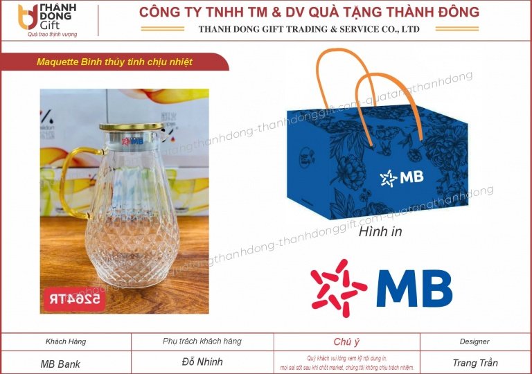 Bình nước thủy tinh chịu nhiệt - MB Bank