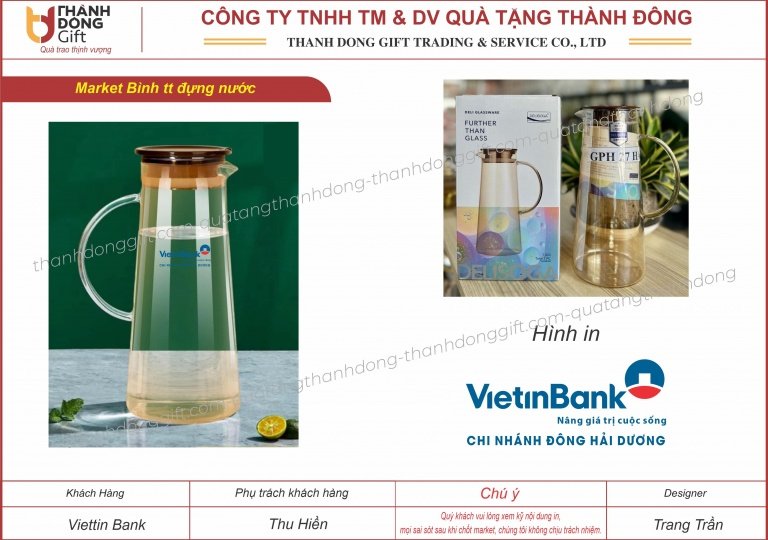 Bình nước thủy tinh chịu nhiệt - vietinbank chi nhánh đông hải dương