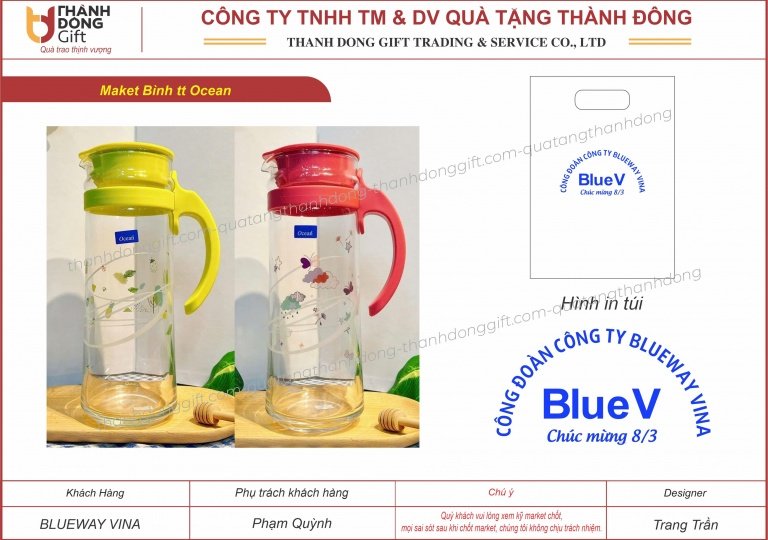 bình nước thủy tinh ocean - blue way vina