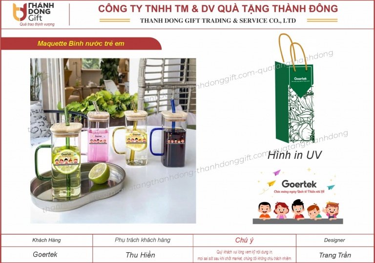 Bình nước trẻ em quà tặng 1/6 - Goertek