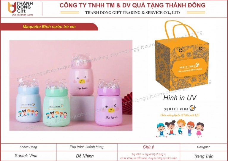 Bình nước trẻ em quà tặng 1/6 - Suntel Vina