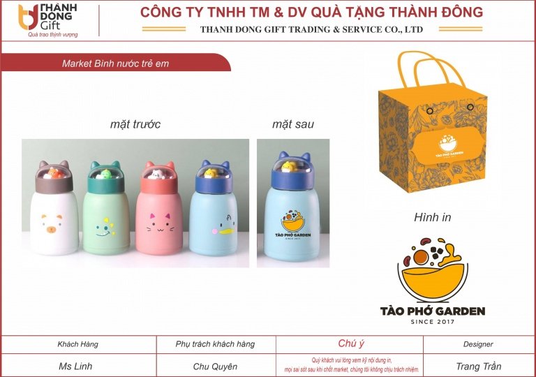 Bình nước trẻ em vỏ nhựa - Tào phớ Garden