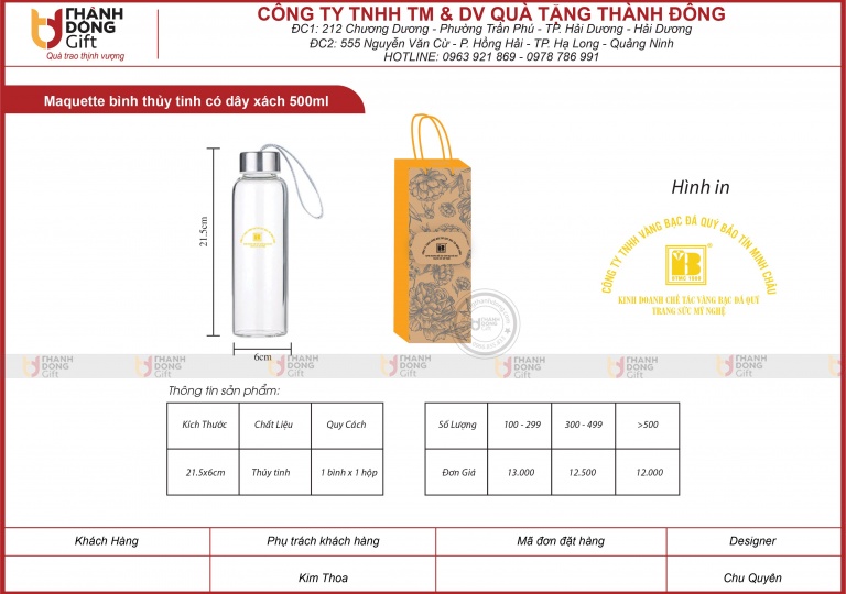 BÌNH THỦY TINH CÓ DÂY XÁCH 500ML - BẢO TÍN MINH CHÂU