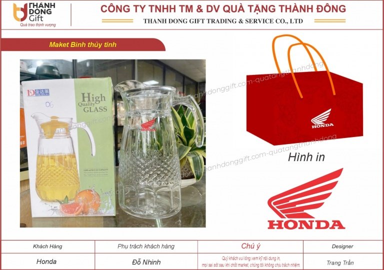 Bình thủy tinh đựng nước - Honda
