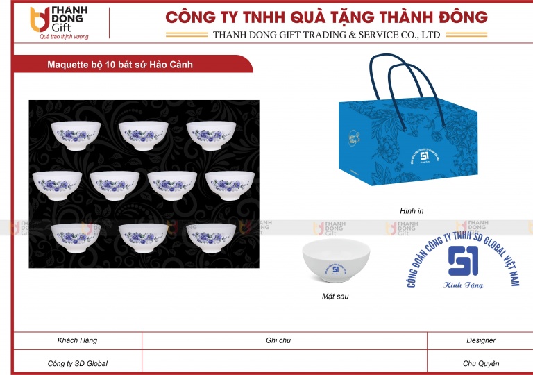 Bộ 10 Bát Sứ Hảo Cảnh -  Cty SD Global