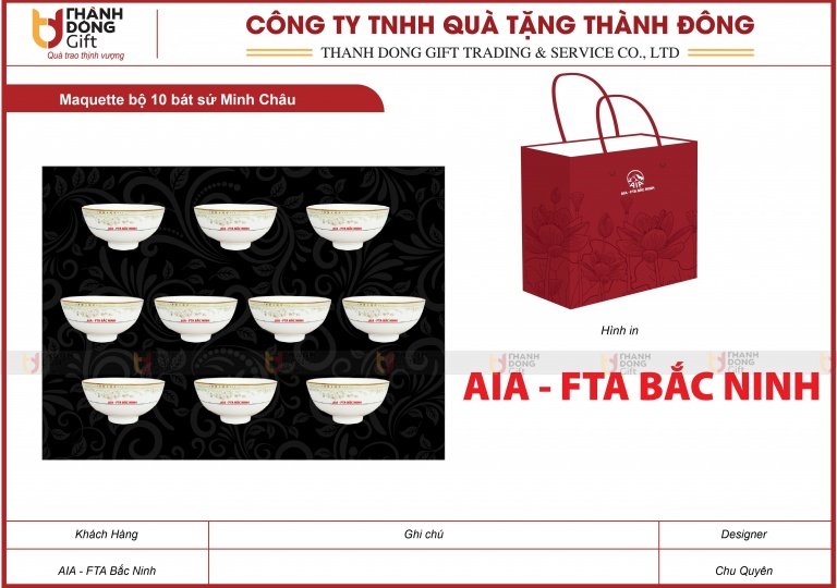 Bộ 10 Bát Sứ Minh Châu - AIA Bắc Ninh