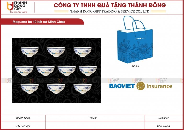 Bộ 10 Bát Sứ Minh Châu - Bảo Hiểm Bảo Việt