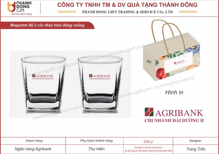 Bộ 2 cốc vuông - Agribank Chi nhánh Hải Dương 2
