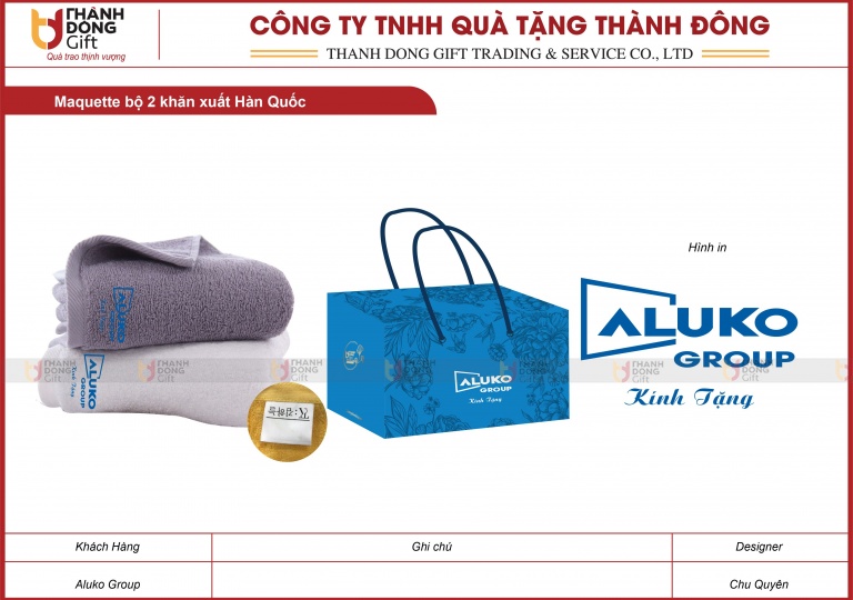 Bộ 2 Khăn Xuất Hàn Quốc - Aluco Group