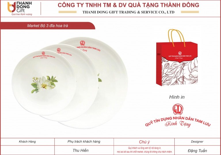 Bộ 3 đĩa sứ trắng - QTD Tam Lưu