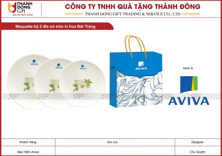 Bộ 3 Đĩa Sứ Tròn - Bảo Hiểm Aviva