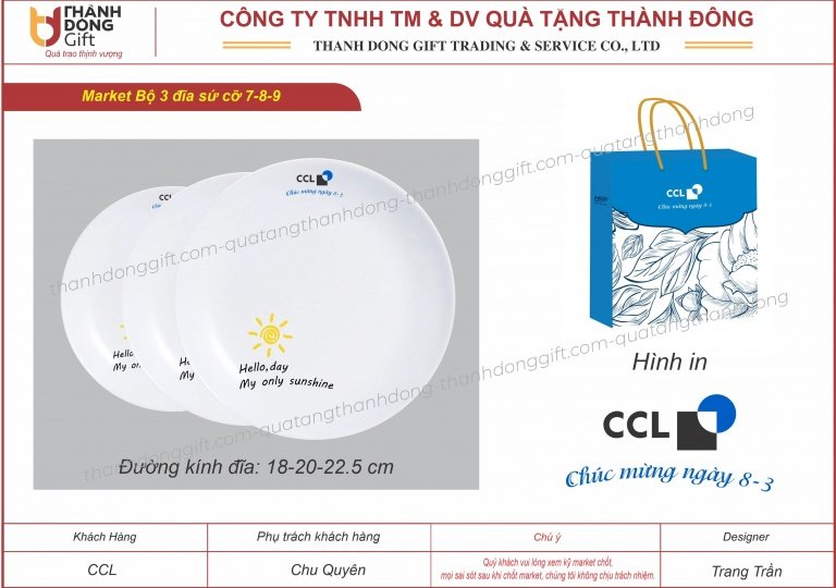 Bộ 3 đĩa sứ tròn - CCL