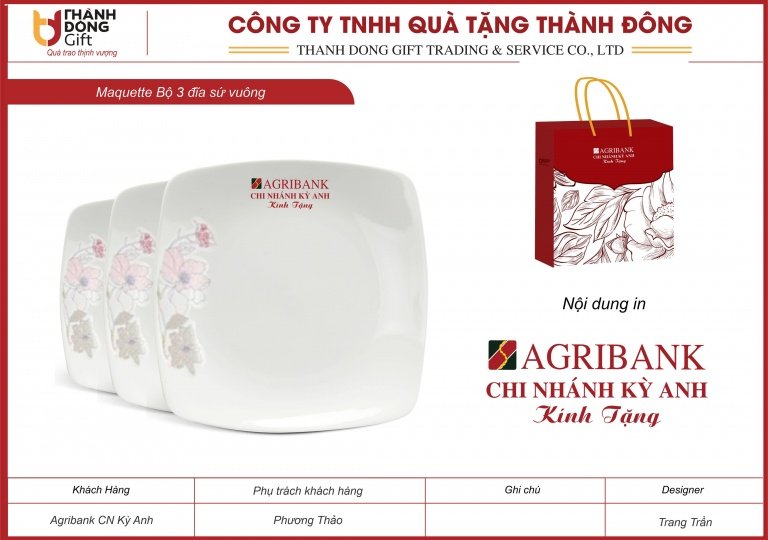 bộ 3 đĩa vuông hoa - prudential