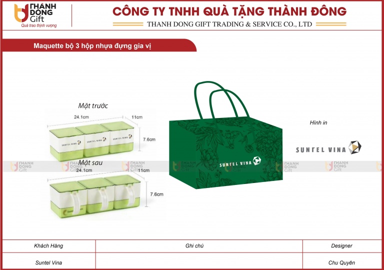 Bộ 3 Hộp Nhựa Gia Vị - Suntel Vina