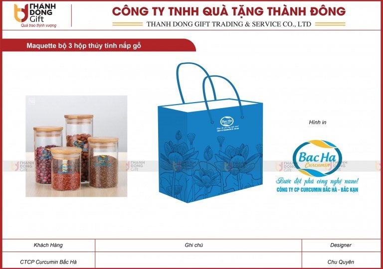 Bộ 3 Hộp Thủy Tinh Nắp Gỗ - Curcumin Bắc Hà