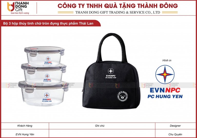 Bộ 3 Hộp Thủy Tinh Tròn Đựng Thực Phẩm - EVN Hưng Yên