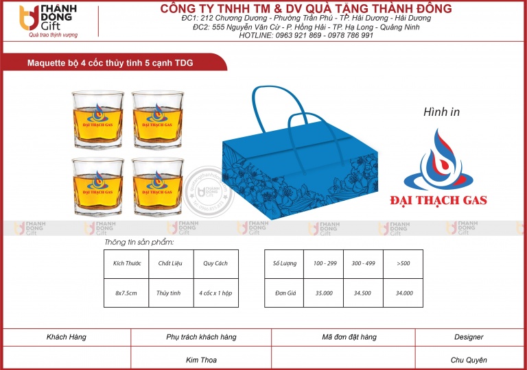 BỘ 4 CỐC THỦY TINH 5 CẠNH TDG - ĐẠI THẠCH GAS