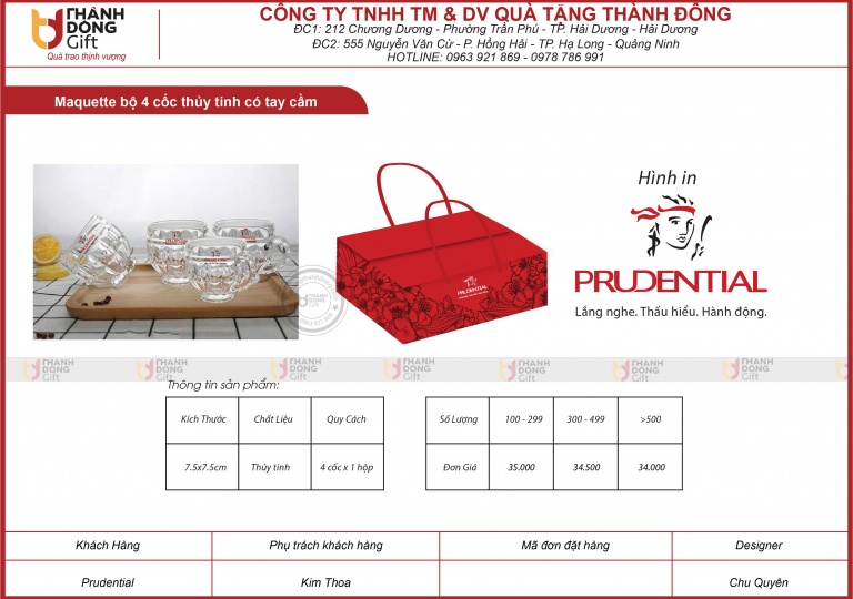 BỘ 4 CỐC THỦY TINH CÓ TAY CẦM - PRUDENTIAL