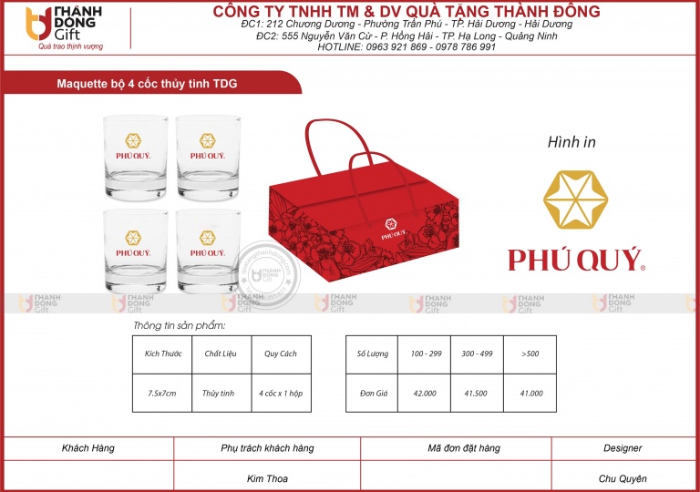 BỘ 4 CỐC THỦY TINH TDG - PHÚ QUÝ