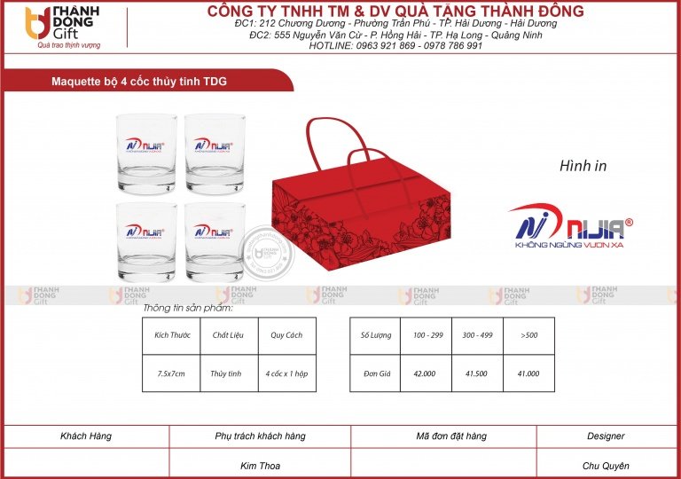 BỘ 4 CỐC THỦY TINH TDG - XE ĐIỆN NIJIA