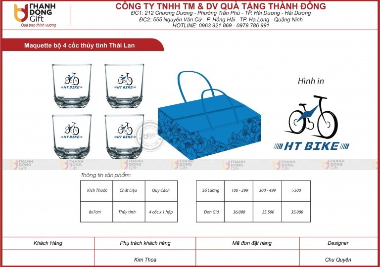 BỘ 4 CỐC THỦY TINH THÁI LAN - HT BIKE