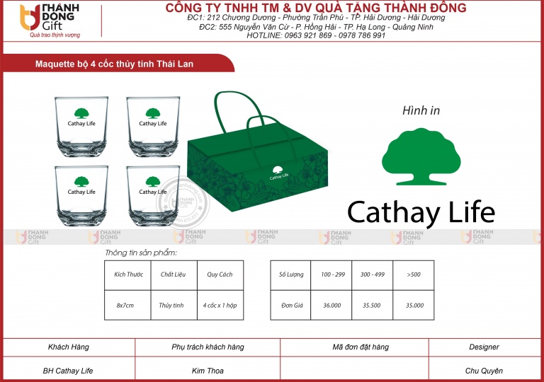 Bộ 4 cốc thủy tinh Thái Lan