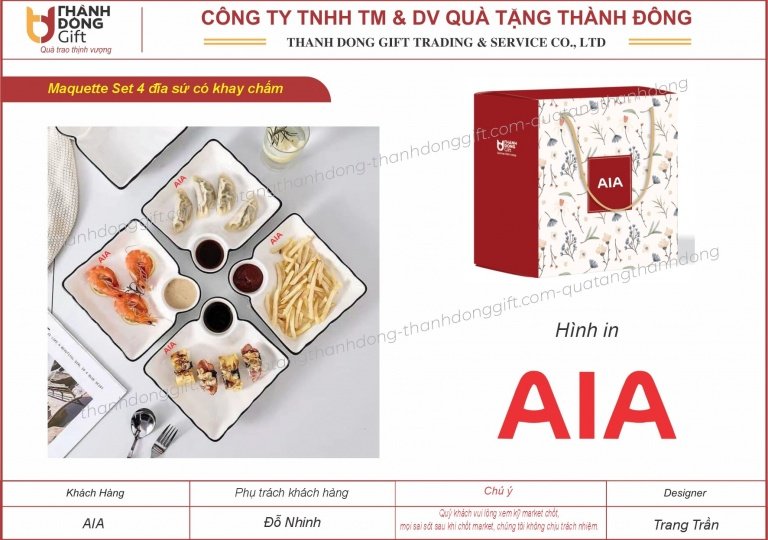 Bộ 4 đĩa có khay chấm - AIA