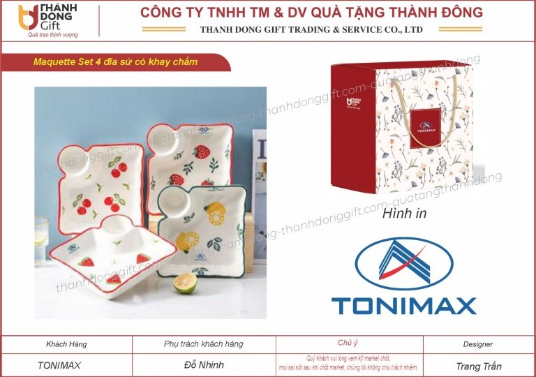 Bộ 4 đĩa lục giác có khay chấm - TONIMAX