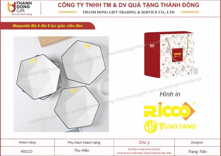Bộ 4 đĩa lục giác - Ricco TungYang